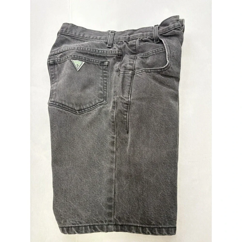 Vintage 90s GUESS by Georges Marciano Denim Shorts Womens 29 Black Gray USA